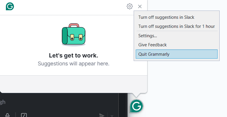 Quit Grammarly Button